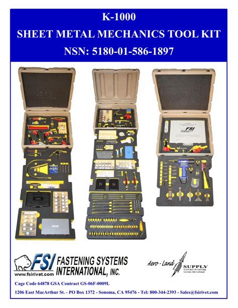 sheet metal mechanics tool kit